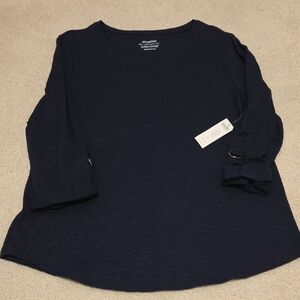 Chico's Navy 3/4 Sleeve Scoop Neck Top NWT